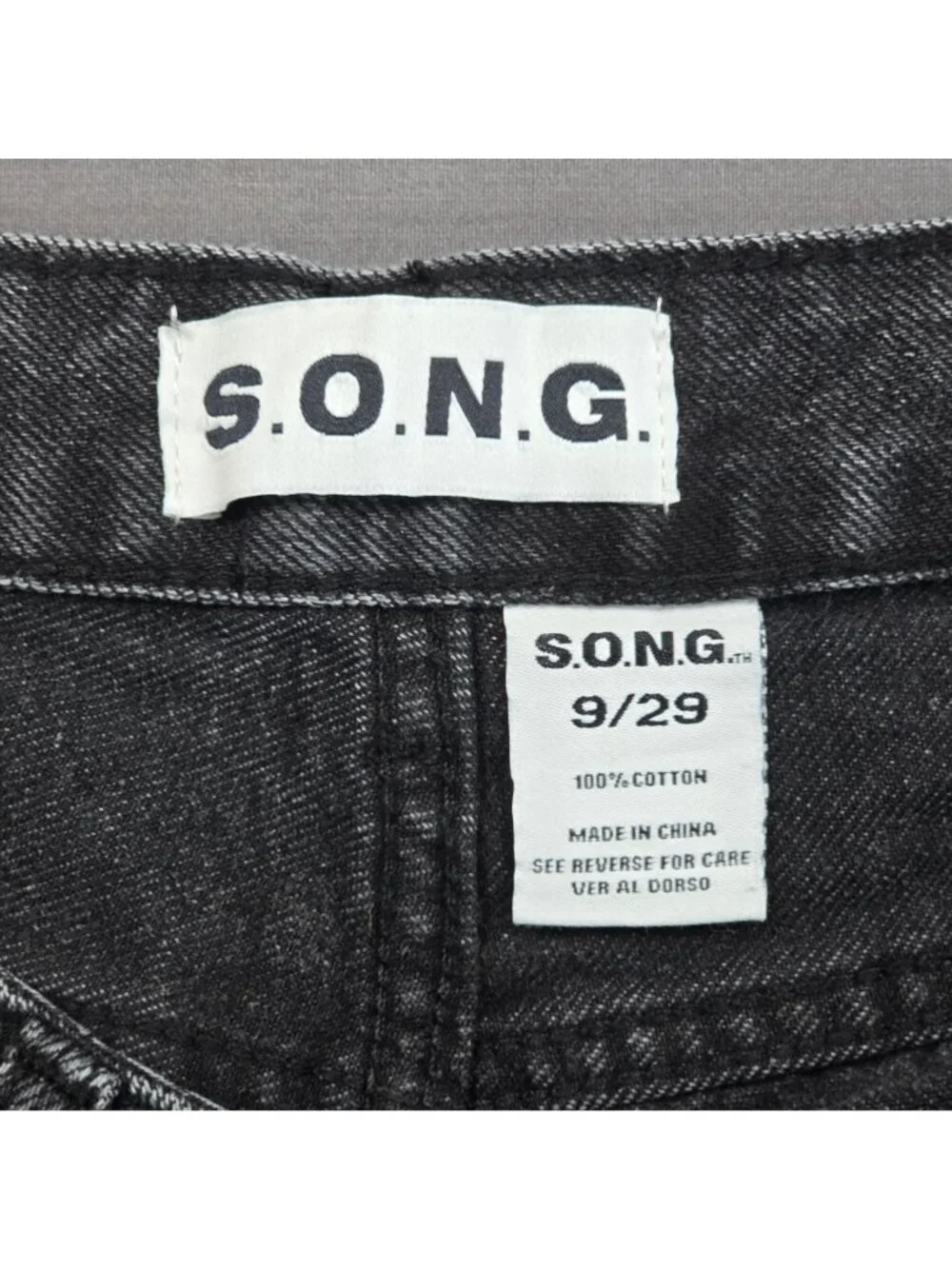 SONG Womens Jeans Size 9 29 Wide Leg Black Acid Wash Cotton - Picture 3 of 5